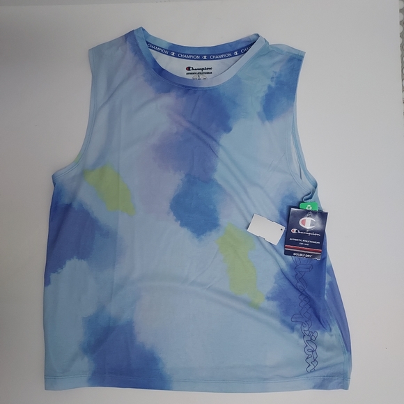 Champion Tops - New Blue Dyed Champion Double Dry Muscle T-shirt Size Large